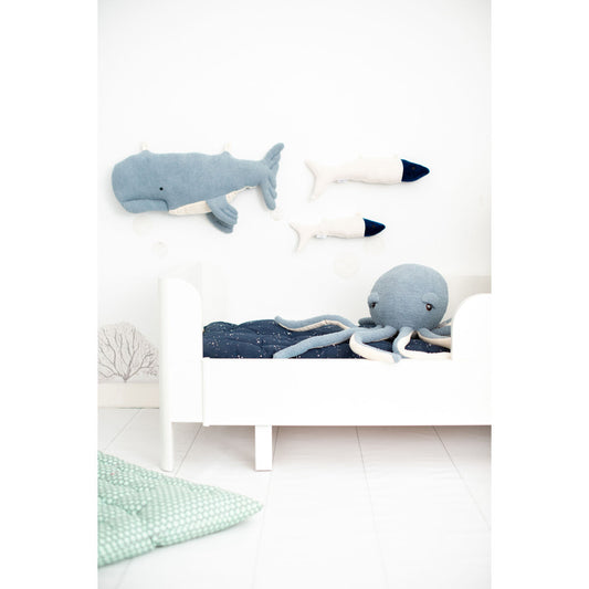 Jouet Peluche Crochetts Bleu Blanc Pieuvre Baleine Poissons 29 x 84 x 14 cm 4 Pièces